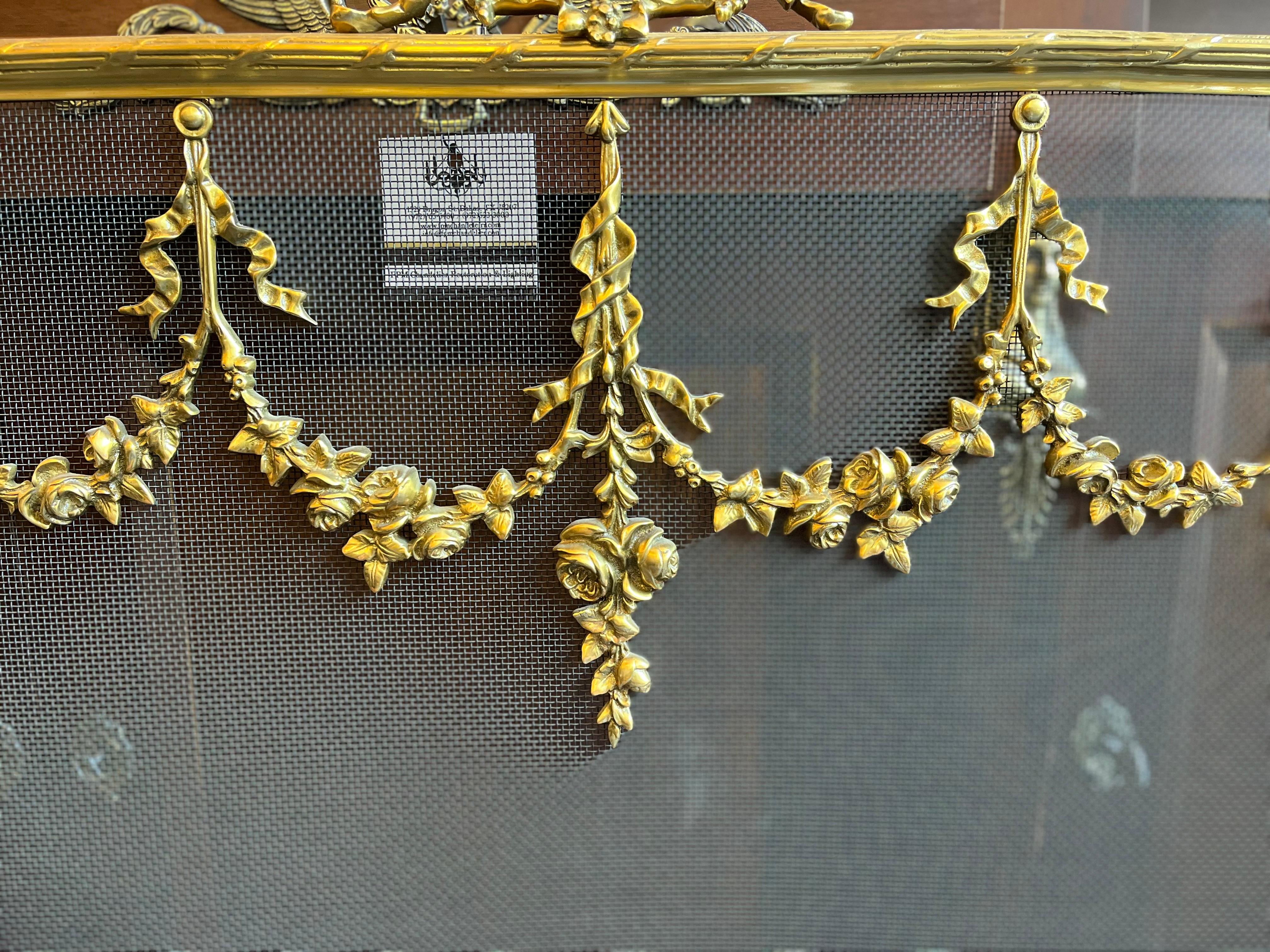 Maßgefertigter Bronze-Kaminschirm (Louis XVI.) im Angebot