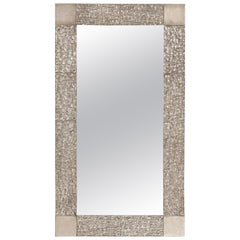 Custom Brutalist Mirror in the Style of Luciano Frigerio in Brushed Nickel