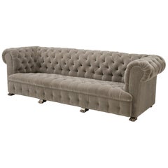 Custom Built Chesterfield Sofa in Mohair with Solid Bronze Nickel Plated Feet