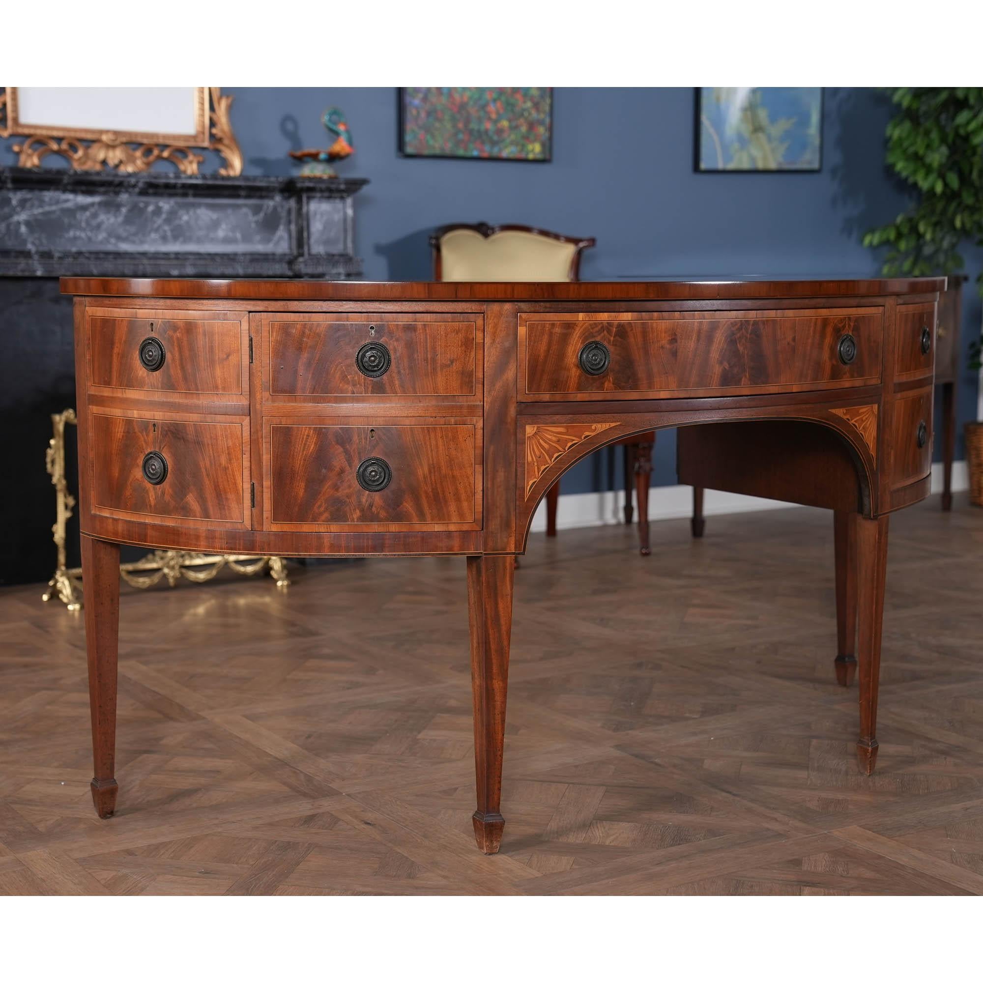 Renaissance Custom Built Mahogany Demi Lune Sideboard For Sale