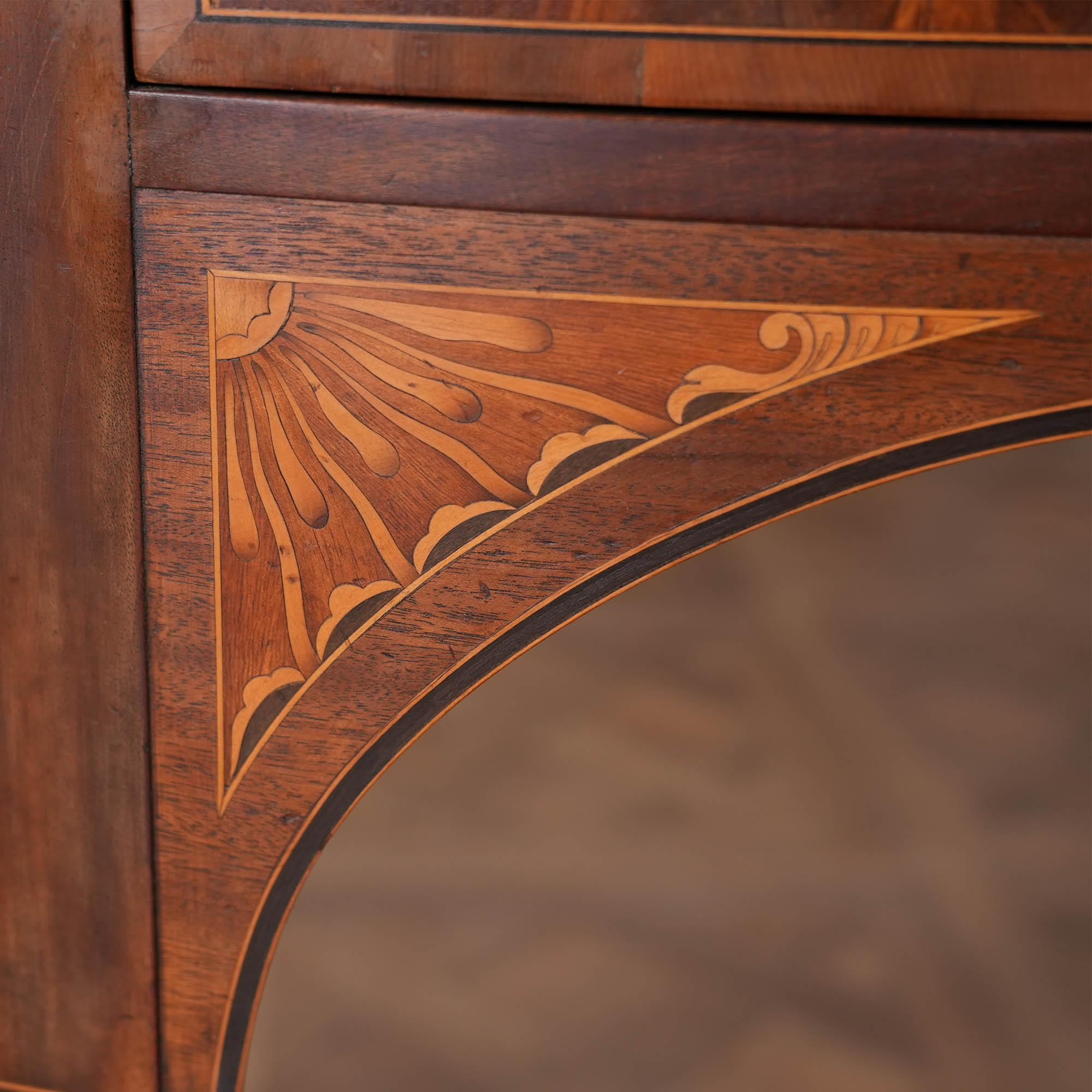 North American Custom Built Mahogany Demi Lune Sideboard For Sale