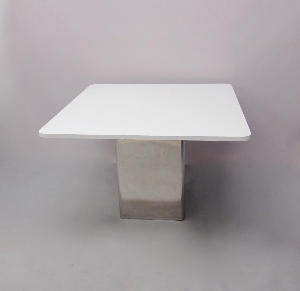 Mid-Century Modern Custom Built Stainless Steel Base Pedestal or Table in Style of Pace For Sale