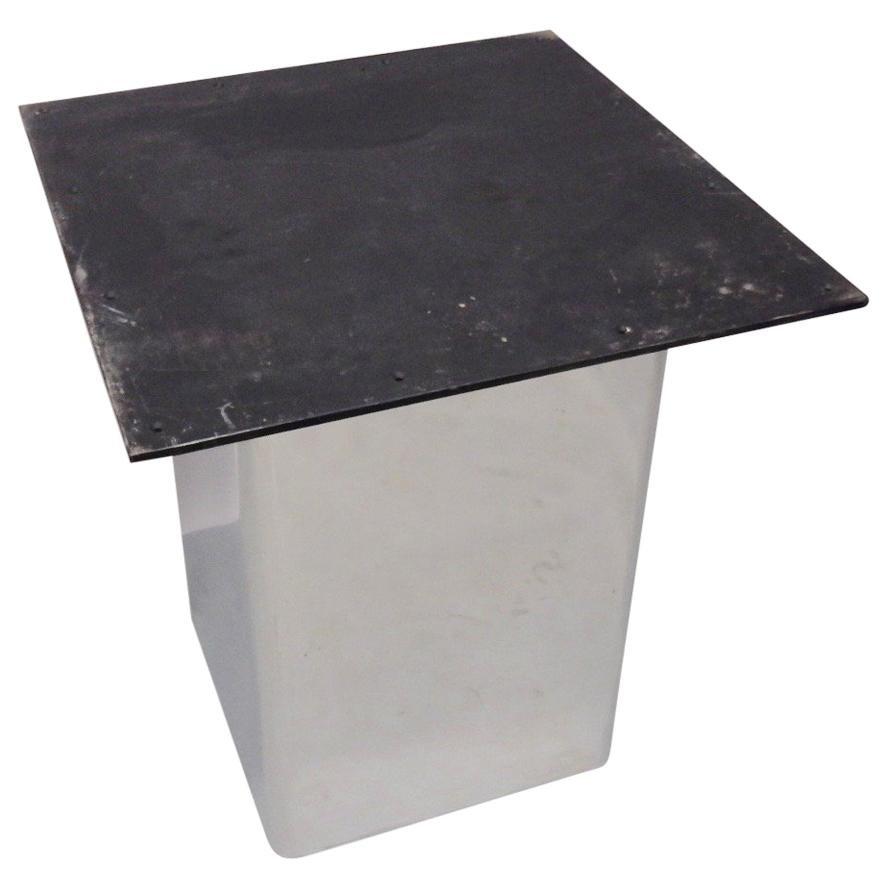 Custom Built Stainless Steel Base Pedestal or Table in Style of Pace For Sale