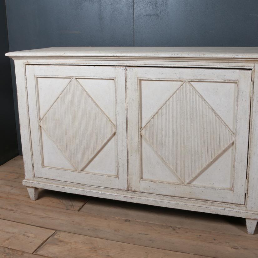 Large custom built Swedish style painted sideboard. This can be made to your specification (size, color etc). The price shown is for a sideboard of this size.

Dimensions:
84 inches (213 cms) wide
16 inches (41 cms) deep
35 inches (89 cms) high.

 