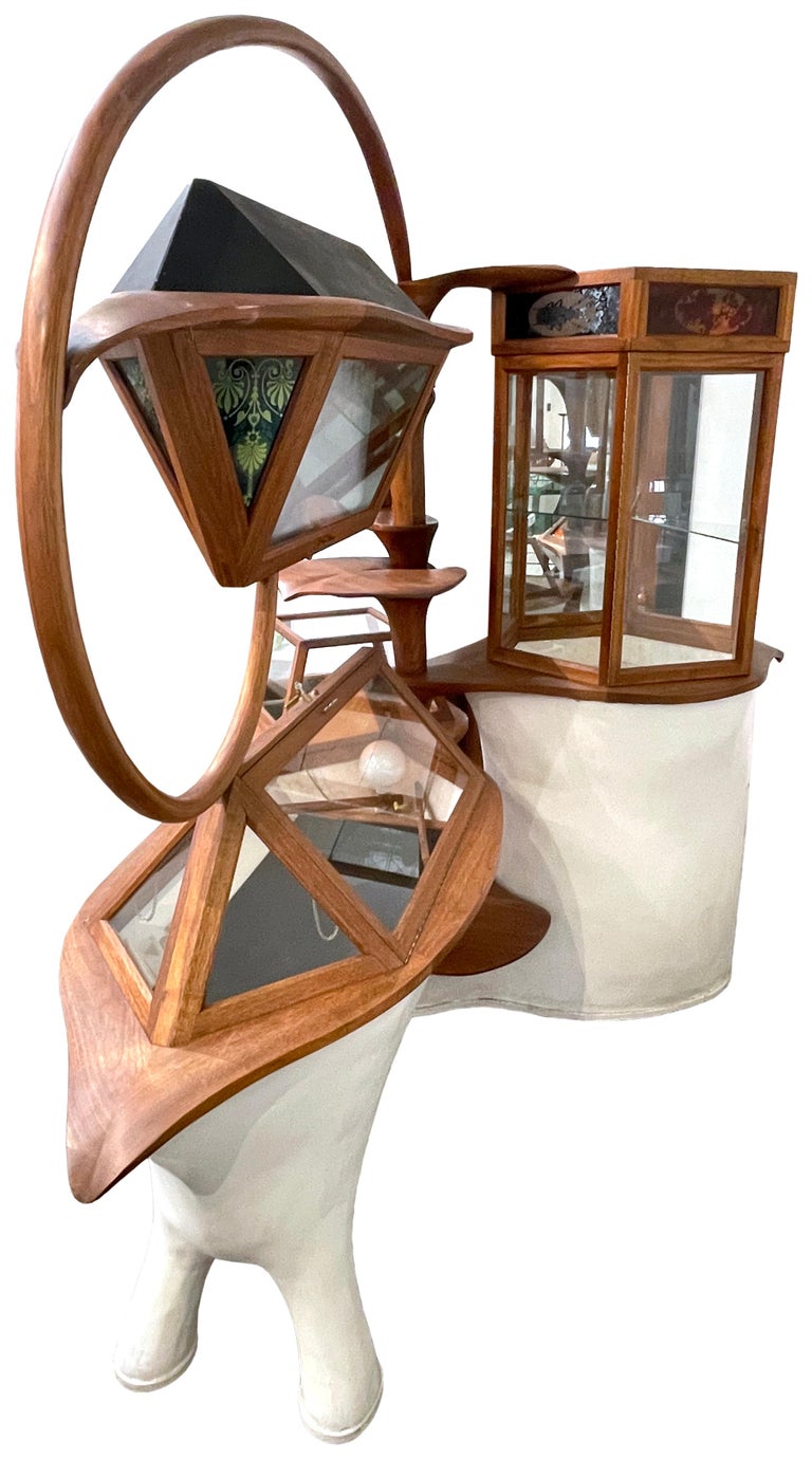 Art Nouveau Custom-Built Wood & Concrete Display Case by Neil Homstead for Alusha Design For Sale