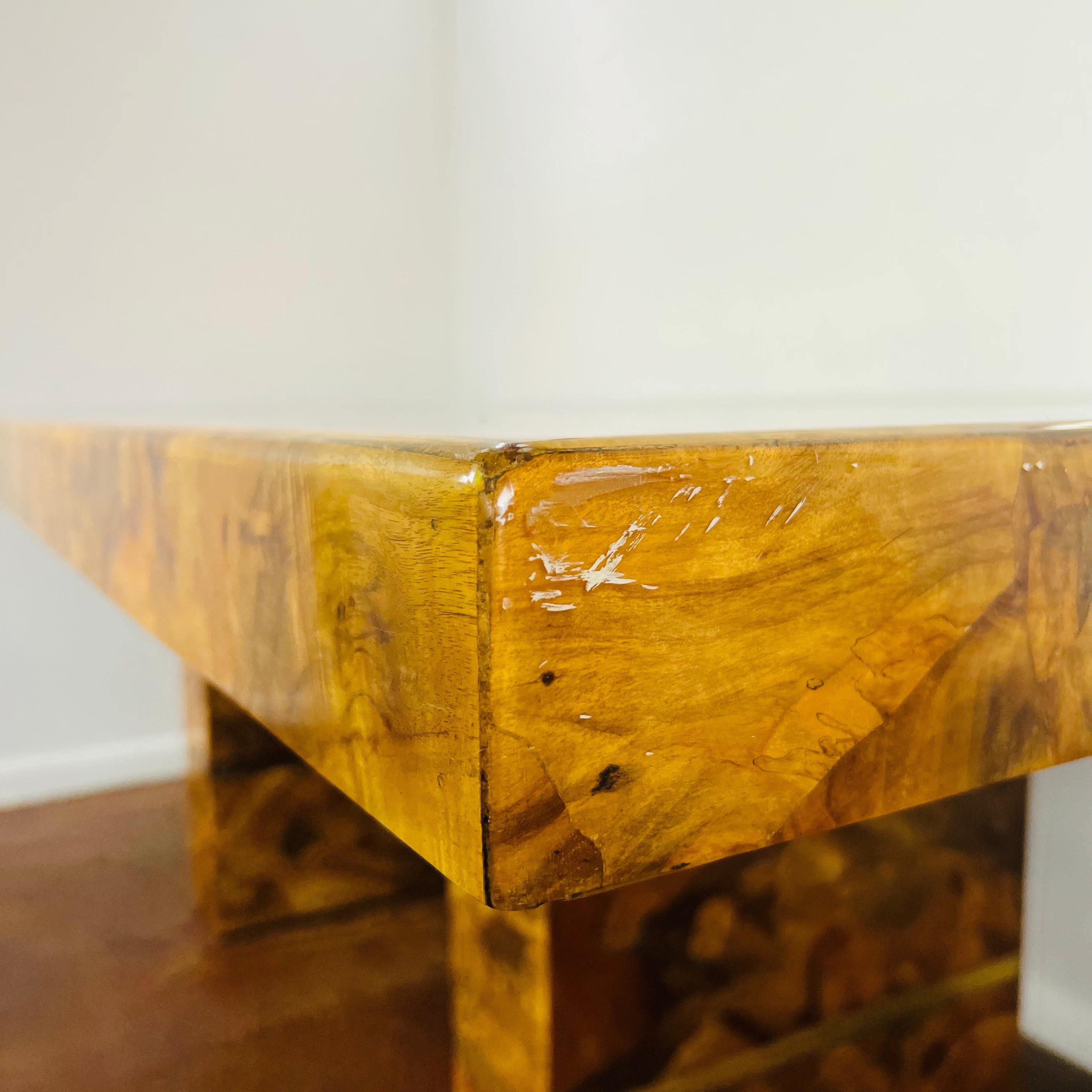 Custom Burl and Brass Double Pedestal Dining Table 2