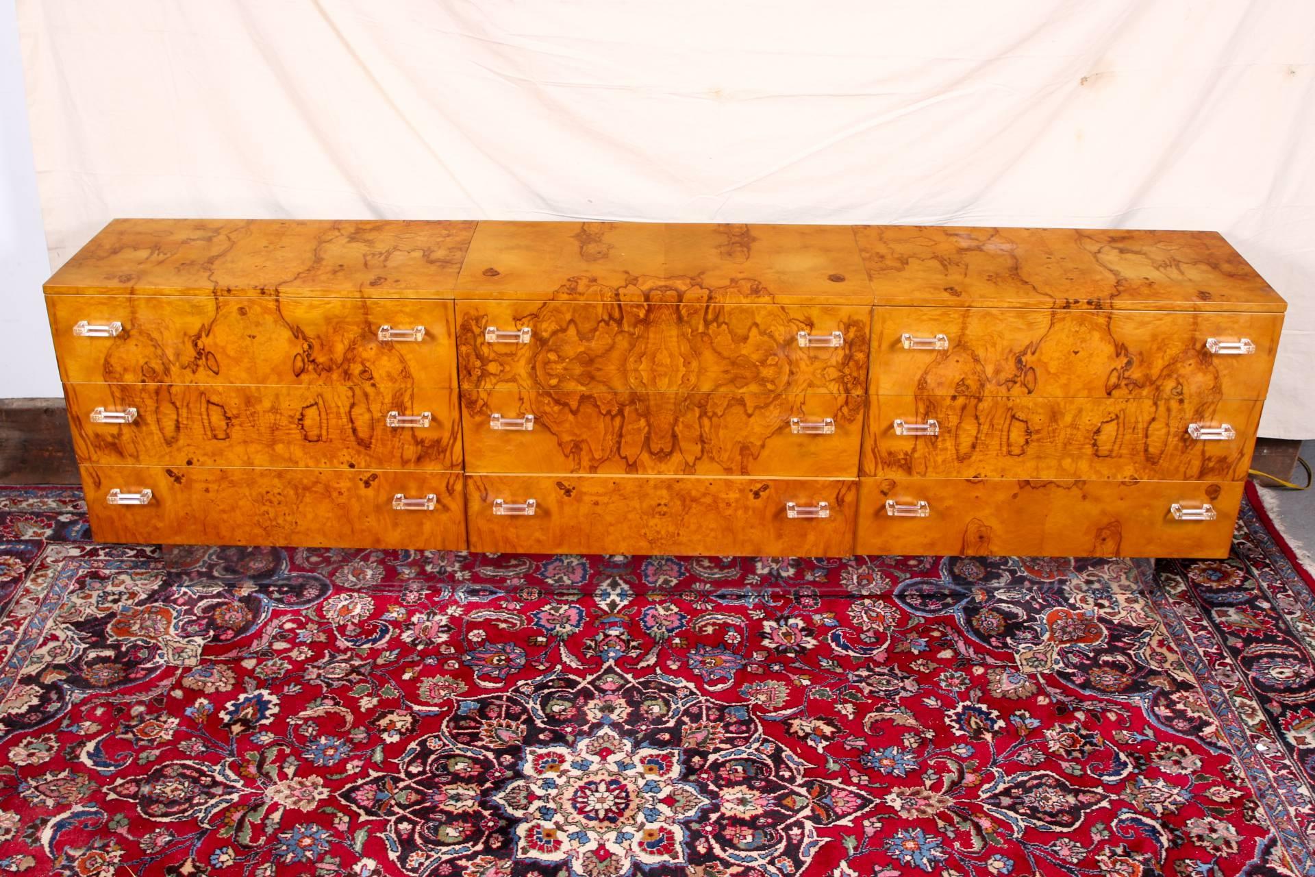 Custom Burl Wood Triple Sideboard or Dresser 1
