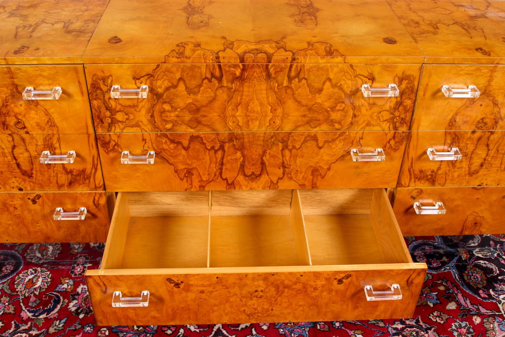 Custom Burl Wood Triple Sideboard or Dresser 3