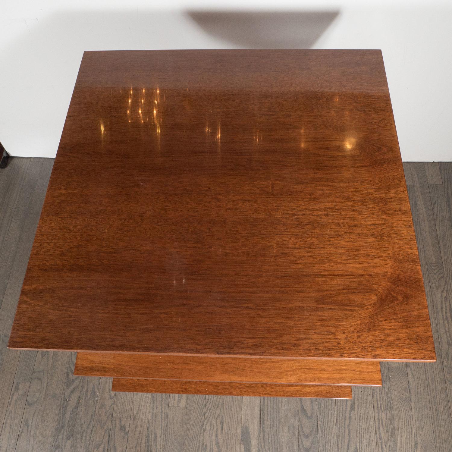 Custom by High Style Deco 3-Tier Art Deco Style Table in Walnut & Black Lacquer For Sale 2