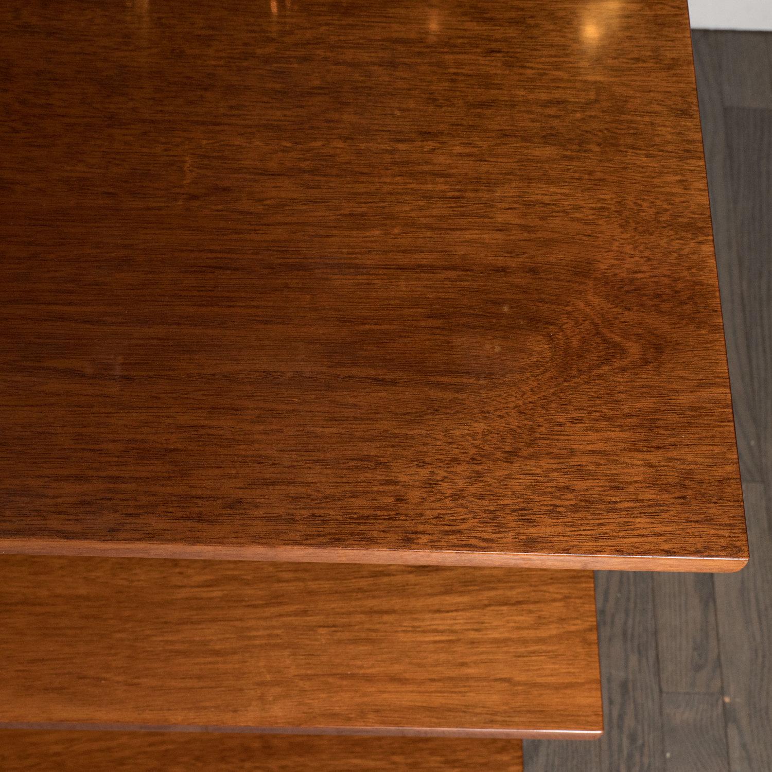 Custom by High Style Deco 3-Tier Art Deco Style Table in Walnut & Black Lacquer For Sale 3