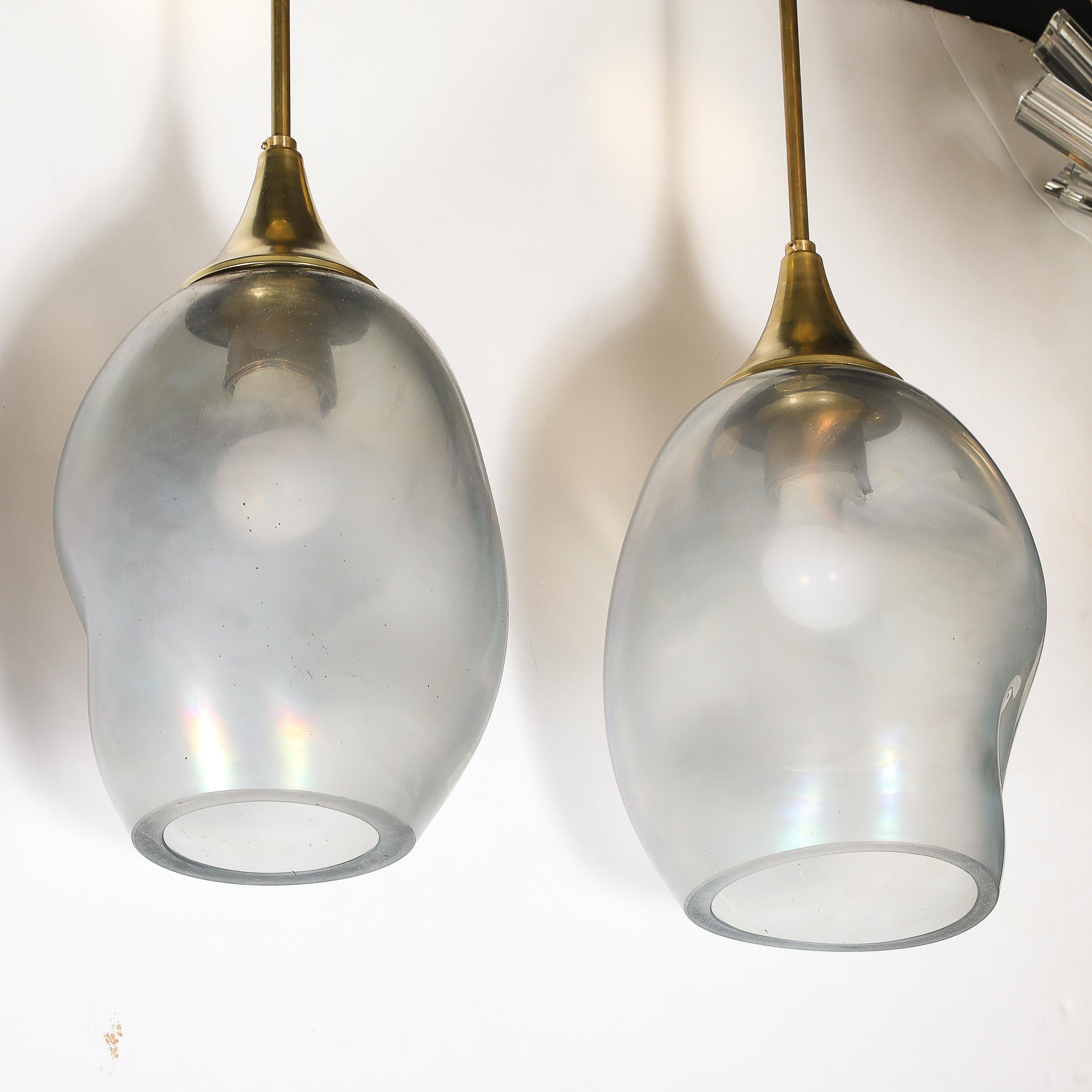 Custom by High Style Deco Hand-Blown Murano Glass 'Helios' Pendant Chandeliers For Sale 3