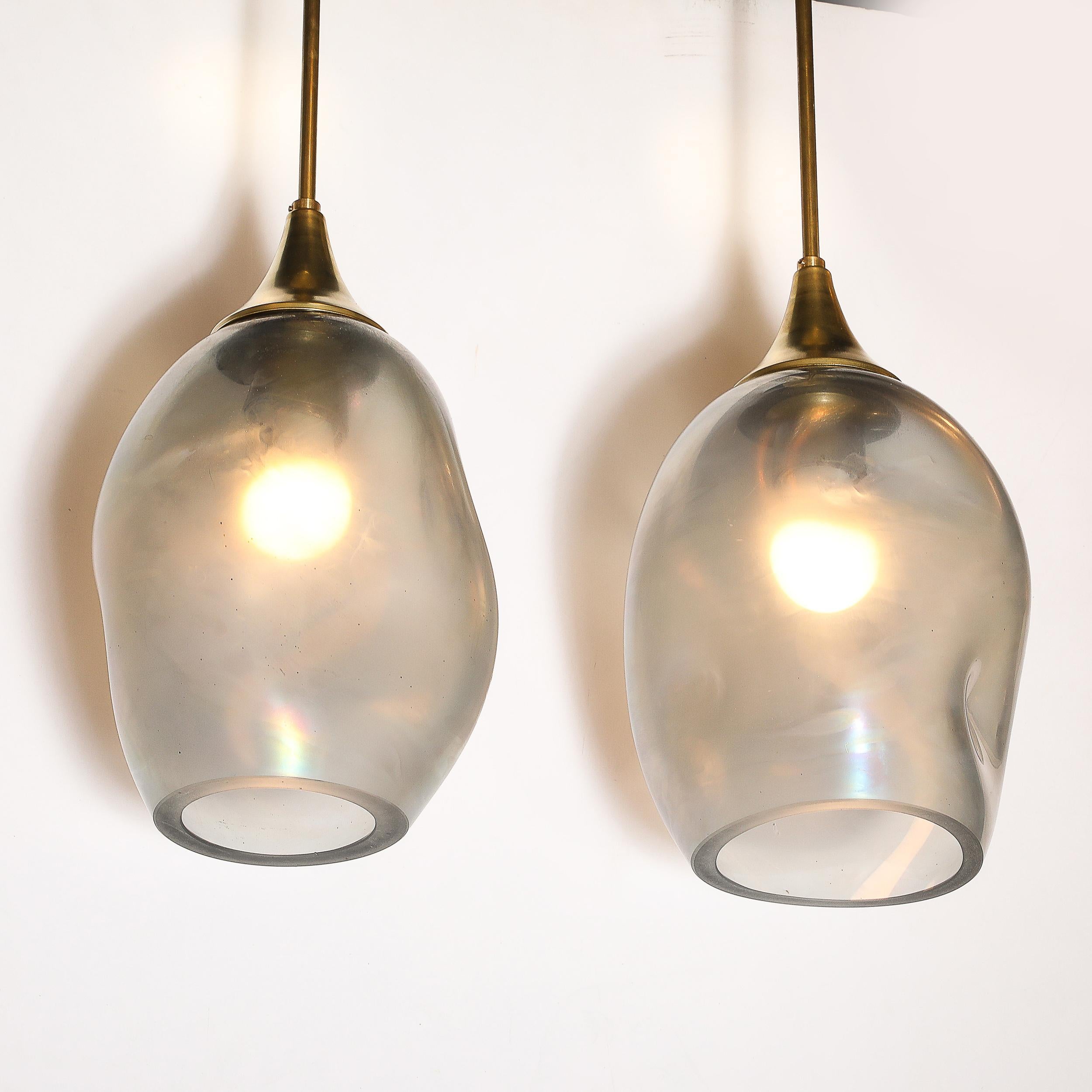 Custom by High Style Deco Hand-Blown Murano Glass 'Helios' Pendant Chandeliers In New Condition For Sale In New York, NY