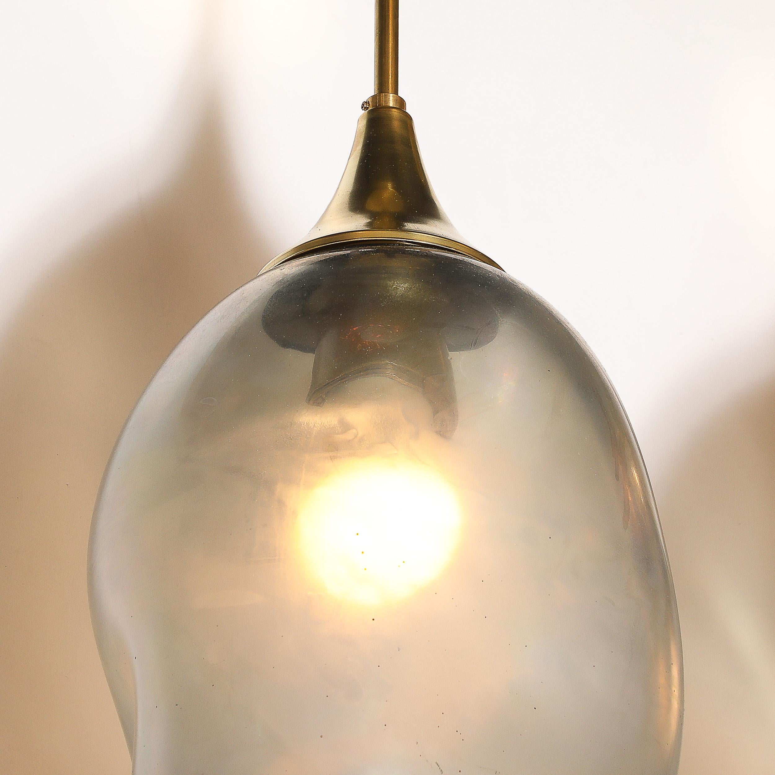 Custom by High Style Deco Hand-Blown Murano Glass 'Helios' Pendant Chandeliers For Sale 1
