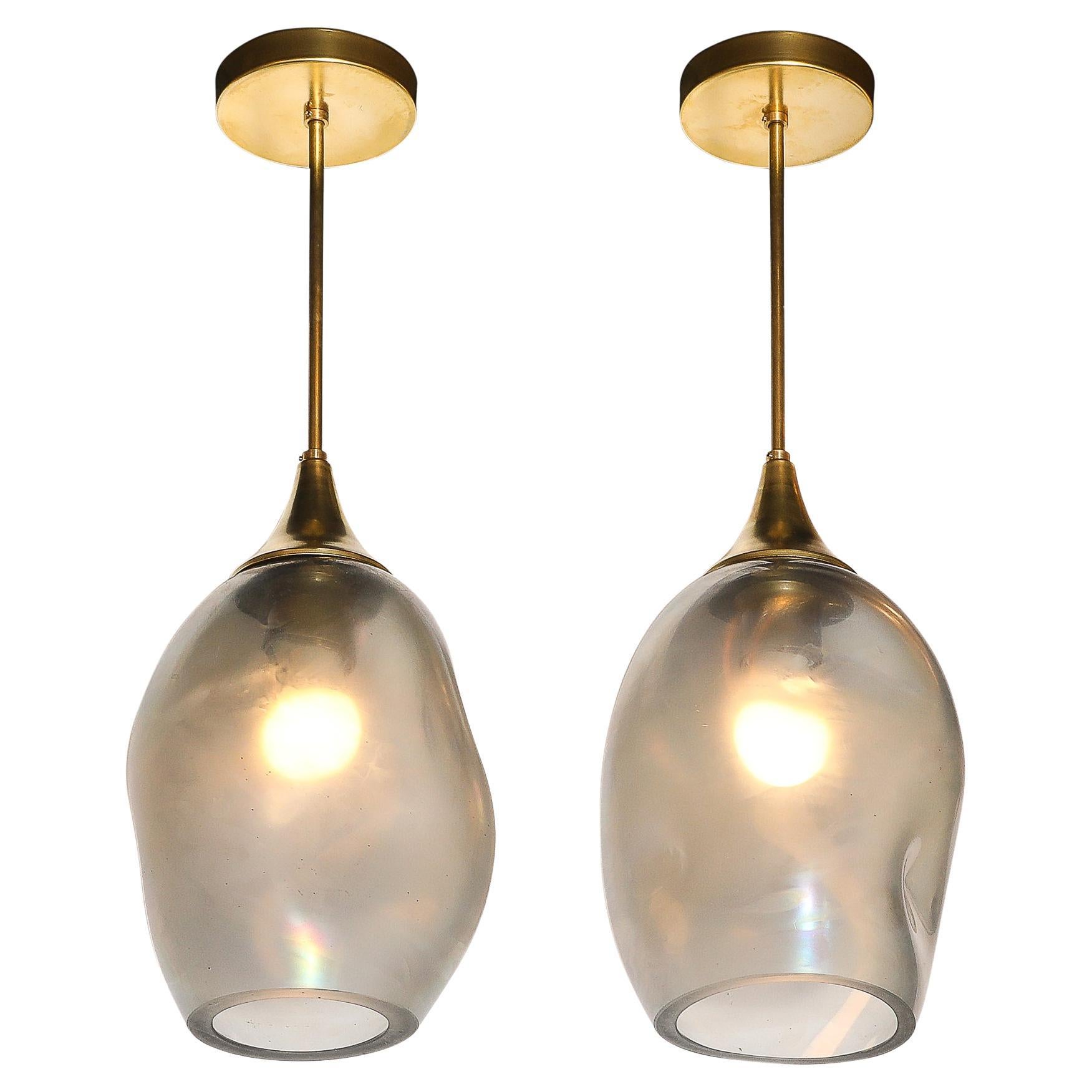 Custom by High Style Deco Hand-Blown Murano Glass 'Helios' Pendant Chandeliers For Sale