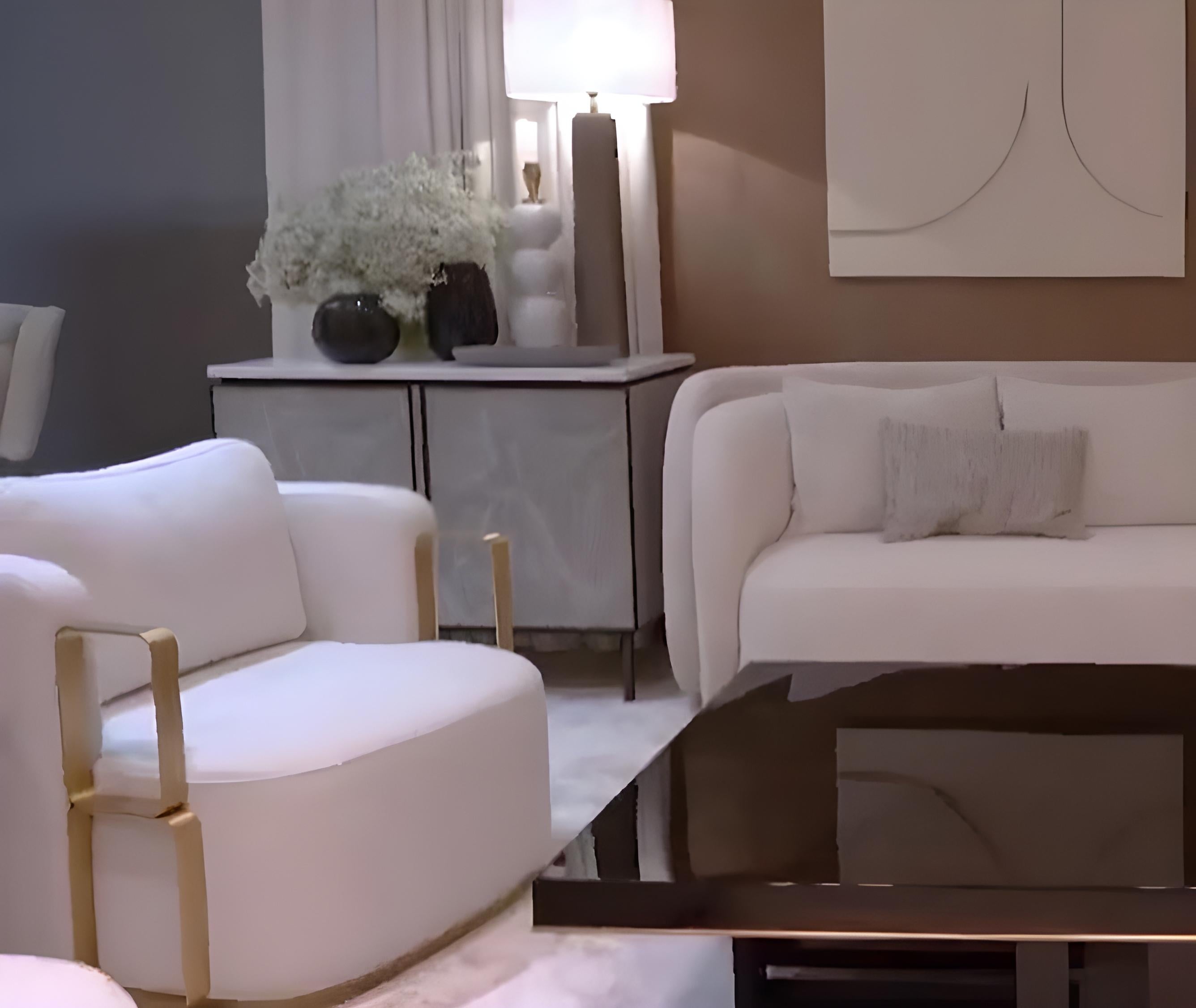 Metallo Mobile personalizzato in Oak Oak e ante in Fabrice, piano in Marmo Calacatta in vendita