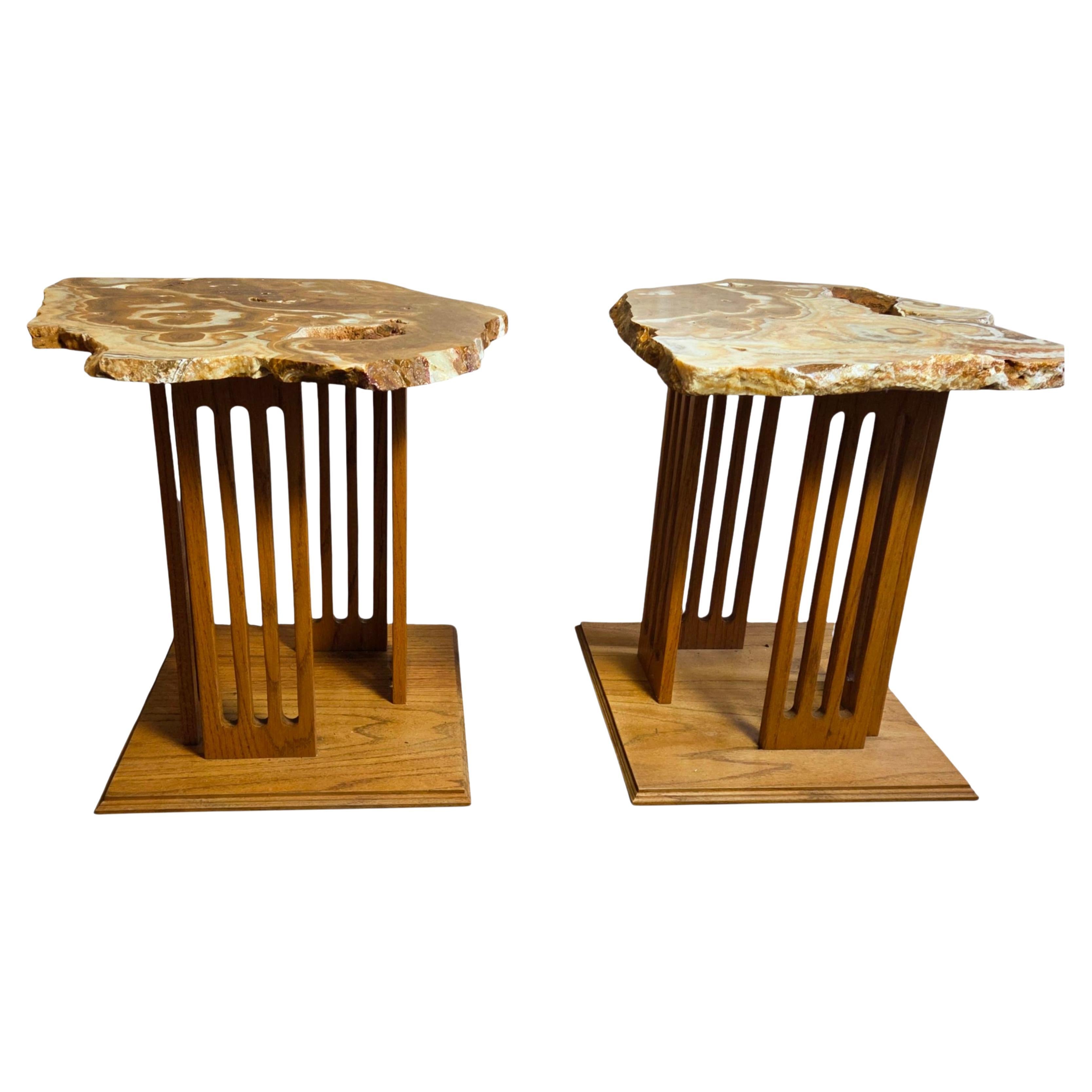 Tables d'extrémité en agate des années 1960