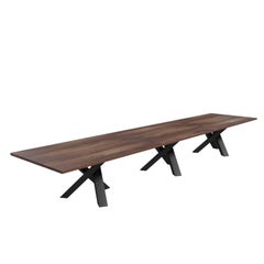 Custom "Campfire" Conference Table Made from Solid Wood with Metal Accents