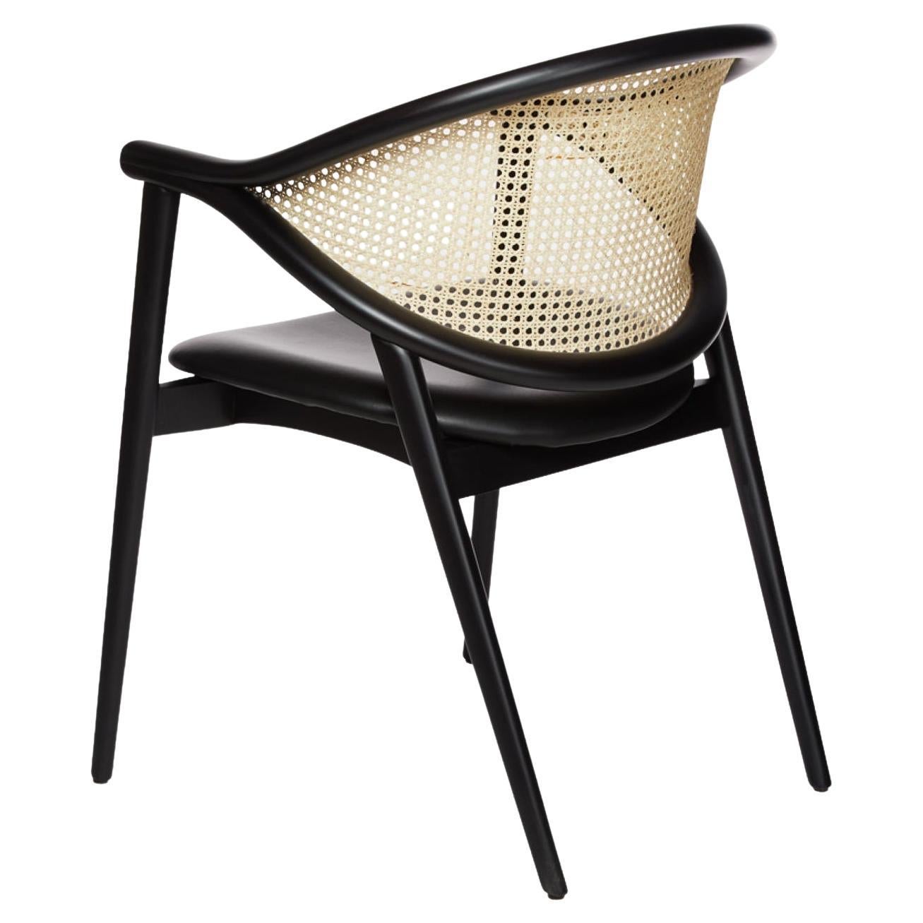 Chaise de salle à manger en canne personnalisée, noir/naturel en vente