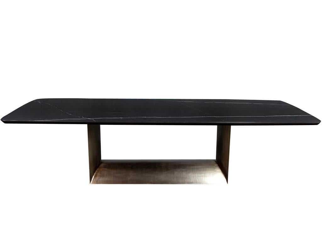Metal Custom Cannon Modern Porcelain Top Dining Table For Sale