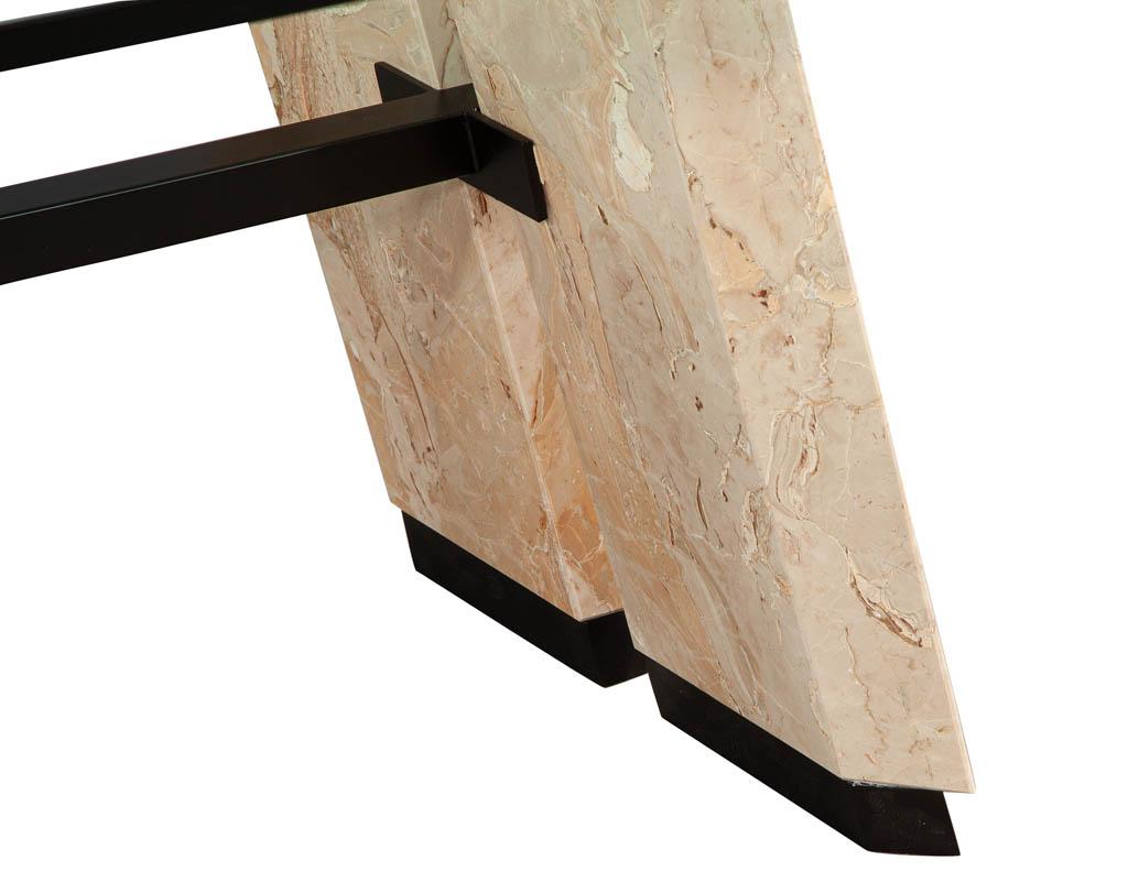 Table de salle à manger en porte-à-faux avec plateau en verre et en pierre en vente 5