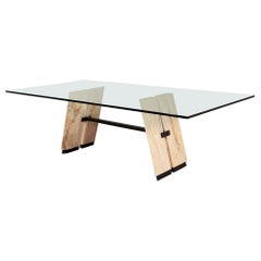 Custom Cantilever Stone Glass Top Dining Table