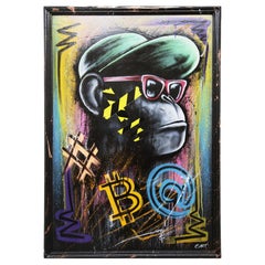 Custom Canvas Cool Ape and Bitcoin by E. Art for CB Lab