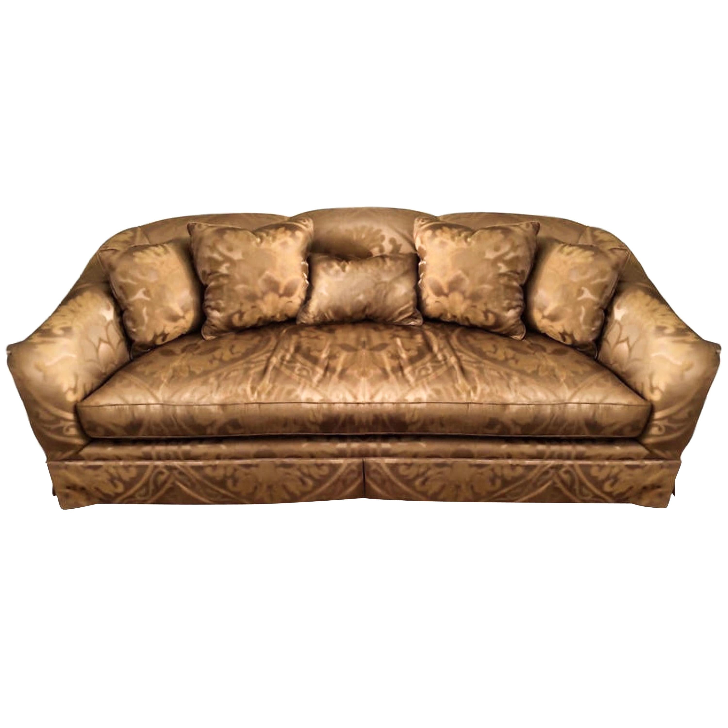 Ivory Silk Damask Sofa by Drexel Heritage at 1stDibs