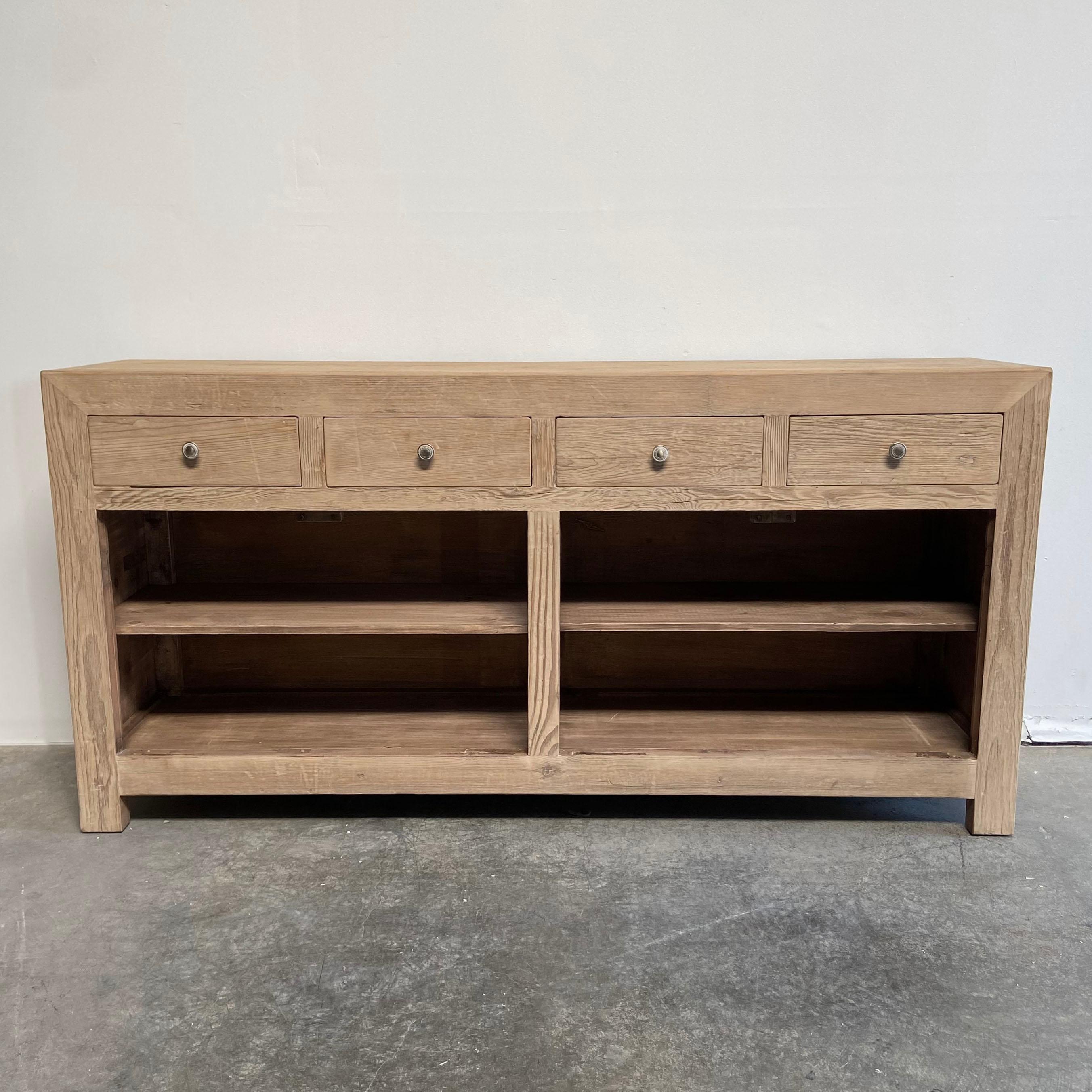 Custom Carolina Reclaimed Natural Pine Cabinet with Drawers and Doors For Sale 3