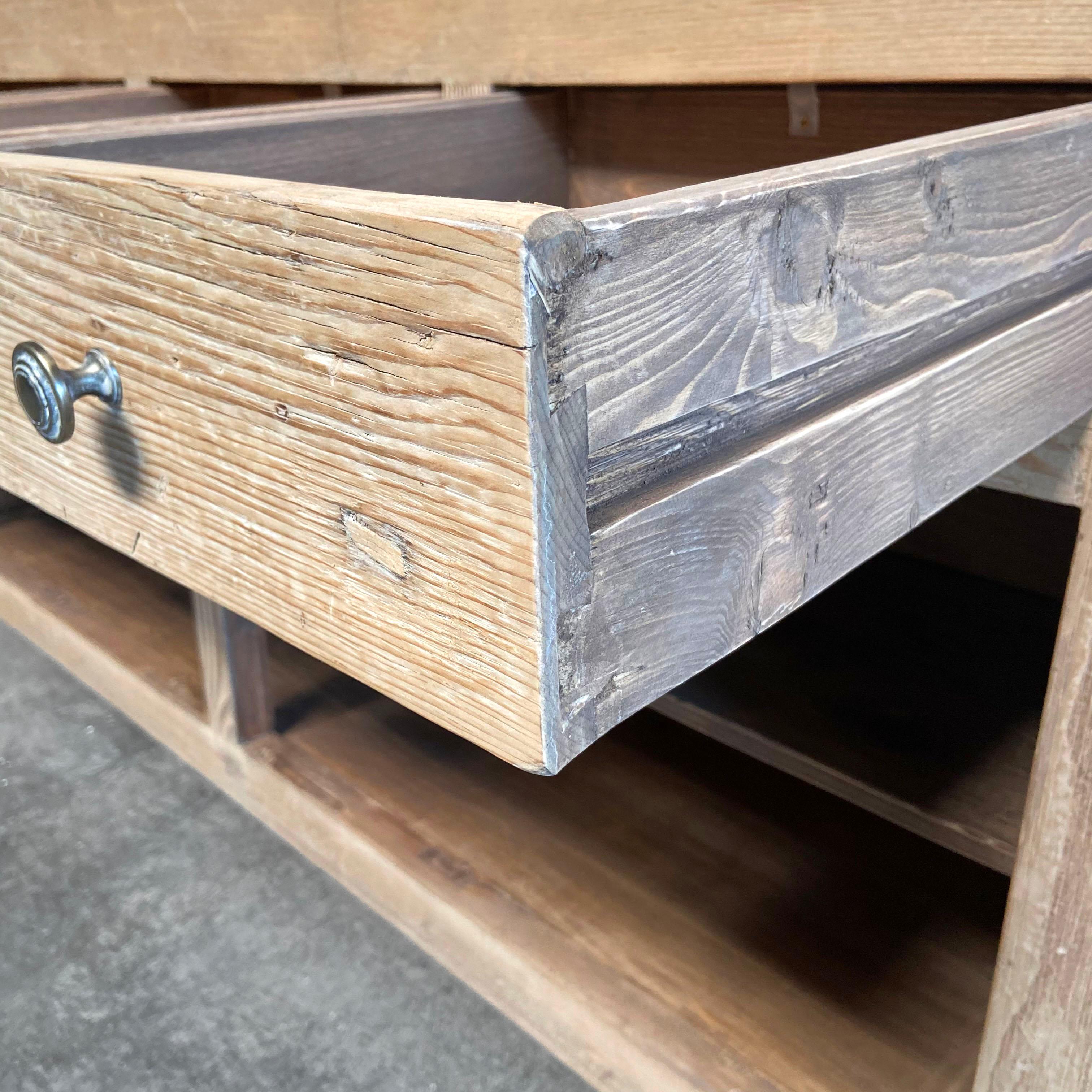 Custom Carolina Reclaimed Natural Pine Cabinet with Drawers and Doors For Sale 5