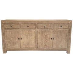 Custom Carolina Reclaimed Natural Pine Cabinet with Drawers and Doors