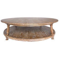 Custom Ceruse Oak Coffee Table with Shelf