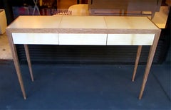Custom Cerused Oak and Parchment Console Table