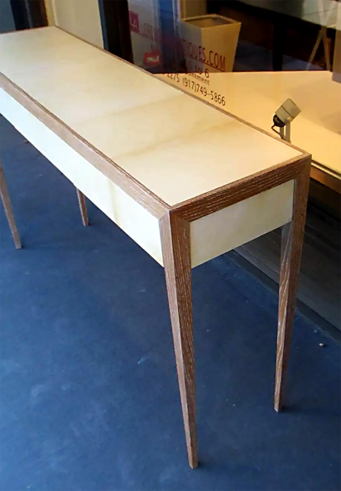 Custom Cerused Oak and Parchment Console Table For Sale 2