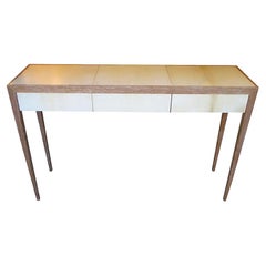 Custom Cerused Oak and Parchment Console Table