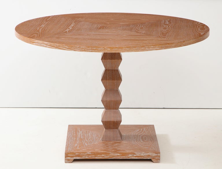 Custom cerused oak center table inspired by French, 1940s design
This piece is customizable.
Lead time is approximately 6-8 weeks.