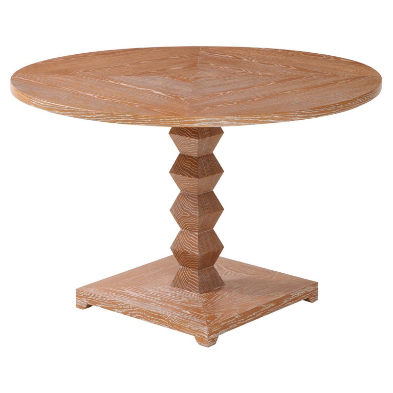 Custom Cerused Oak Center Table Inspired by French, 1940s Design