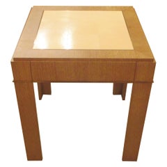 Custom Cerused-Oak Side Table with Parchment Top
