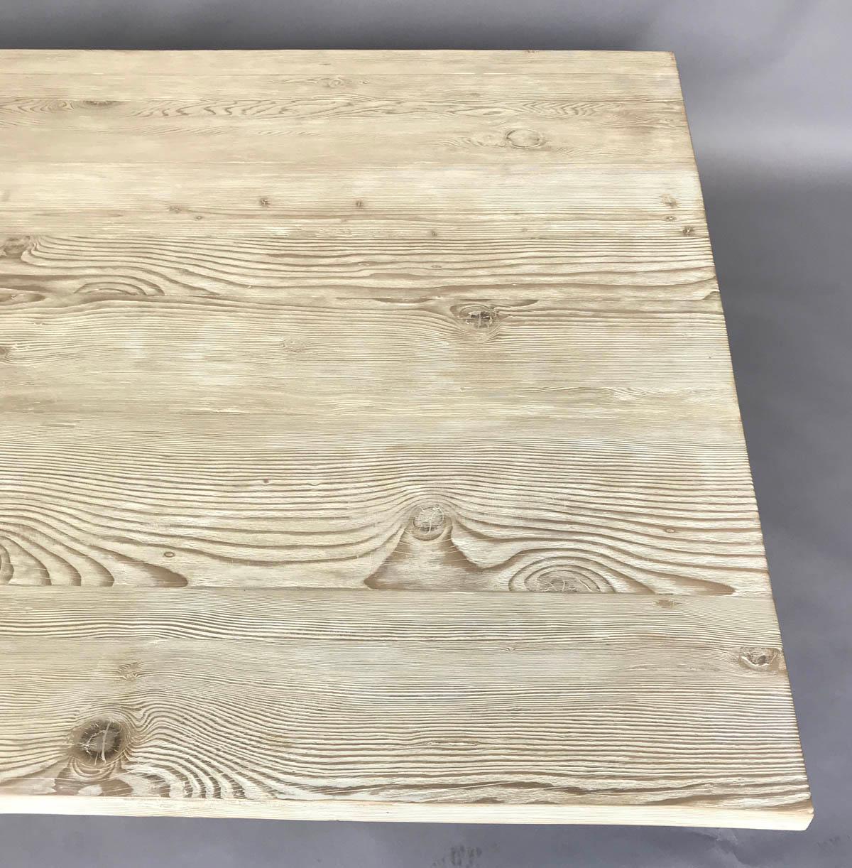 Organic Modern Custom Cerused Cathedral Oak Wood Coffee Table by Dos Gallos Studio For Sale