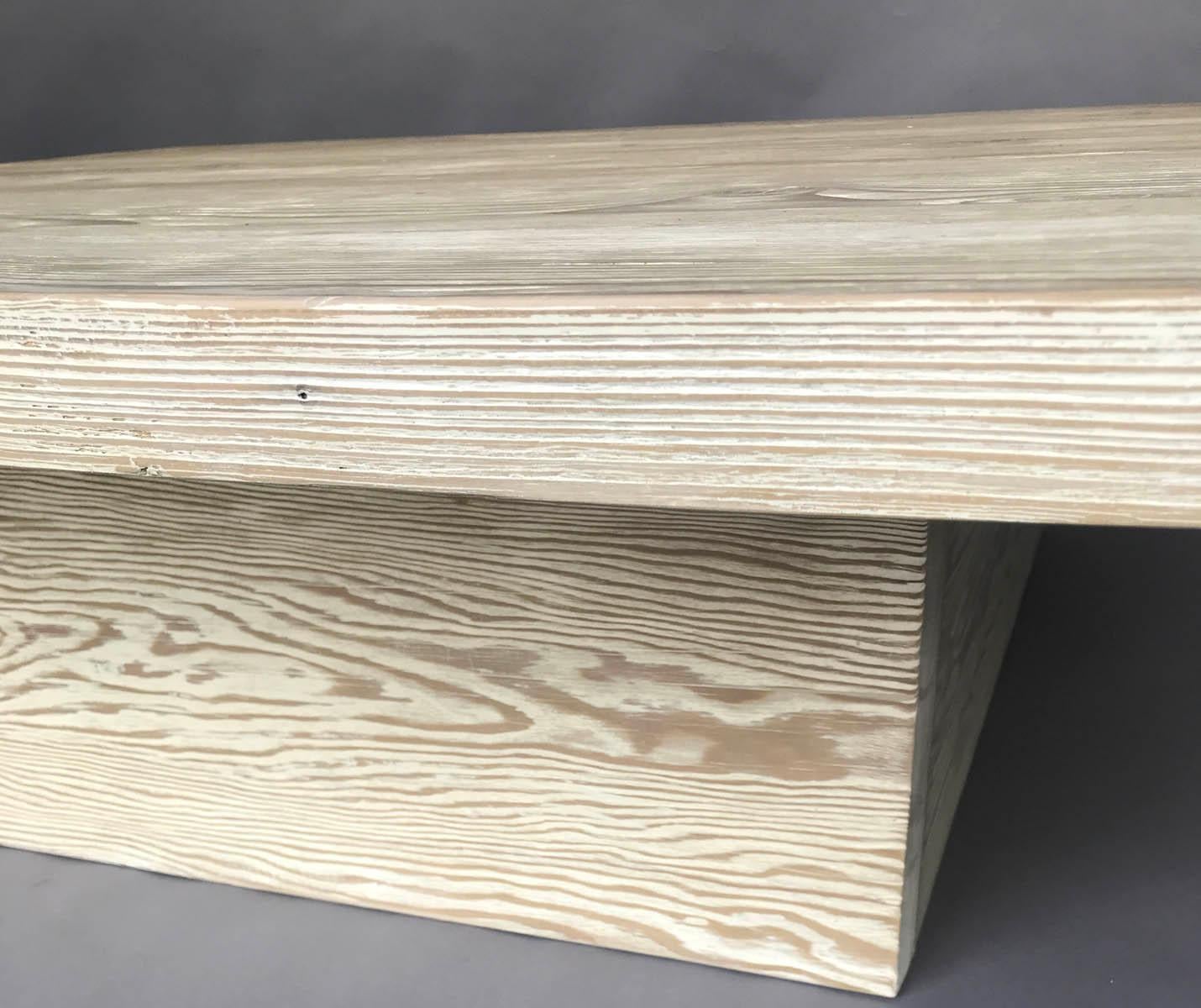 American Custom Cerused Cathedral Oak Wood Coffee Table by Dos Gallos Studio For Sale
