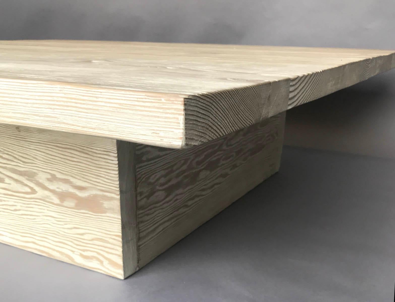 Custom Cerused  Douglas Fir Wood Coffee Table by Dos Gallos Studio In Good Condition For Sale In Los Angeles, CA