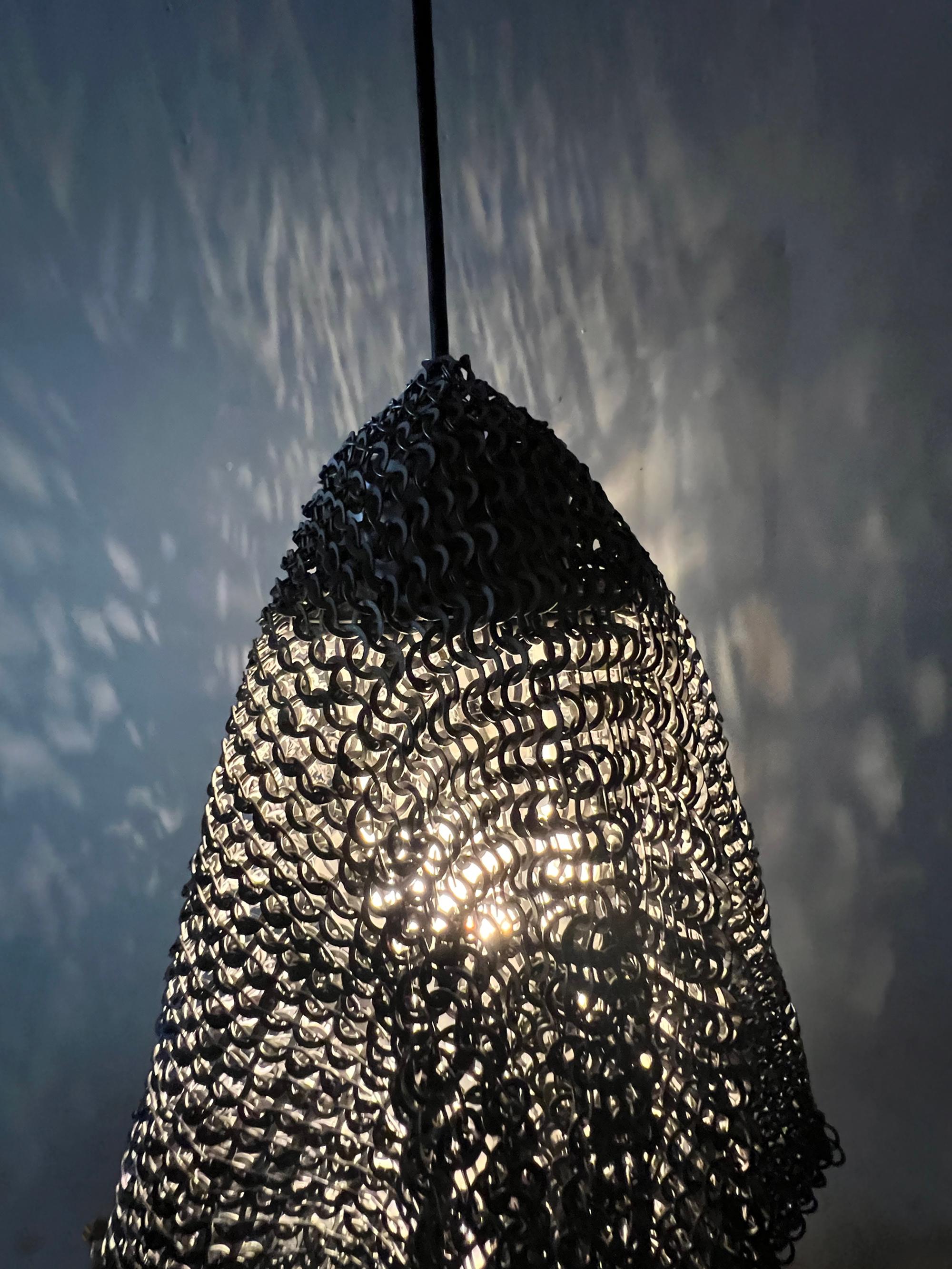 Custom Chainmail Pendant Light In Good Condition For Sale In Salt Lake City, UT