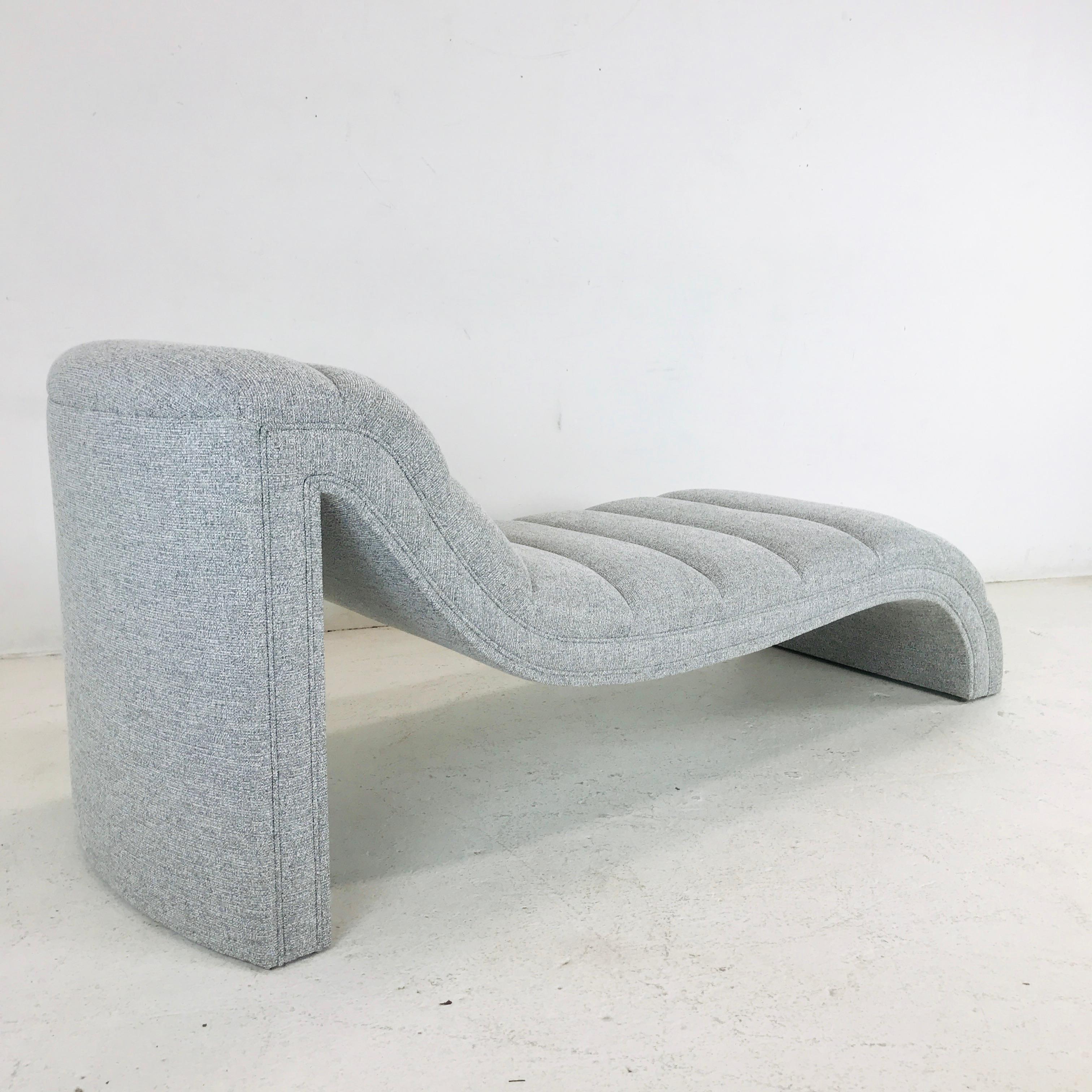 Custom channeled chaise lounge. Available as shown, or in your choice of fabric for $5200 + 13 yards COM. Size and style modifications can be made for an additional cost.

For custom orders please allow a 6-8 week lead time.