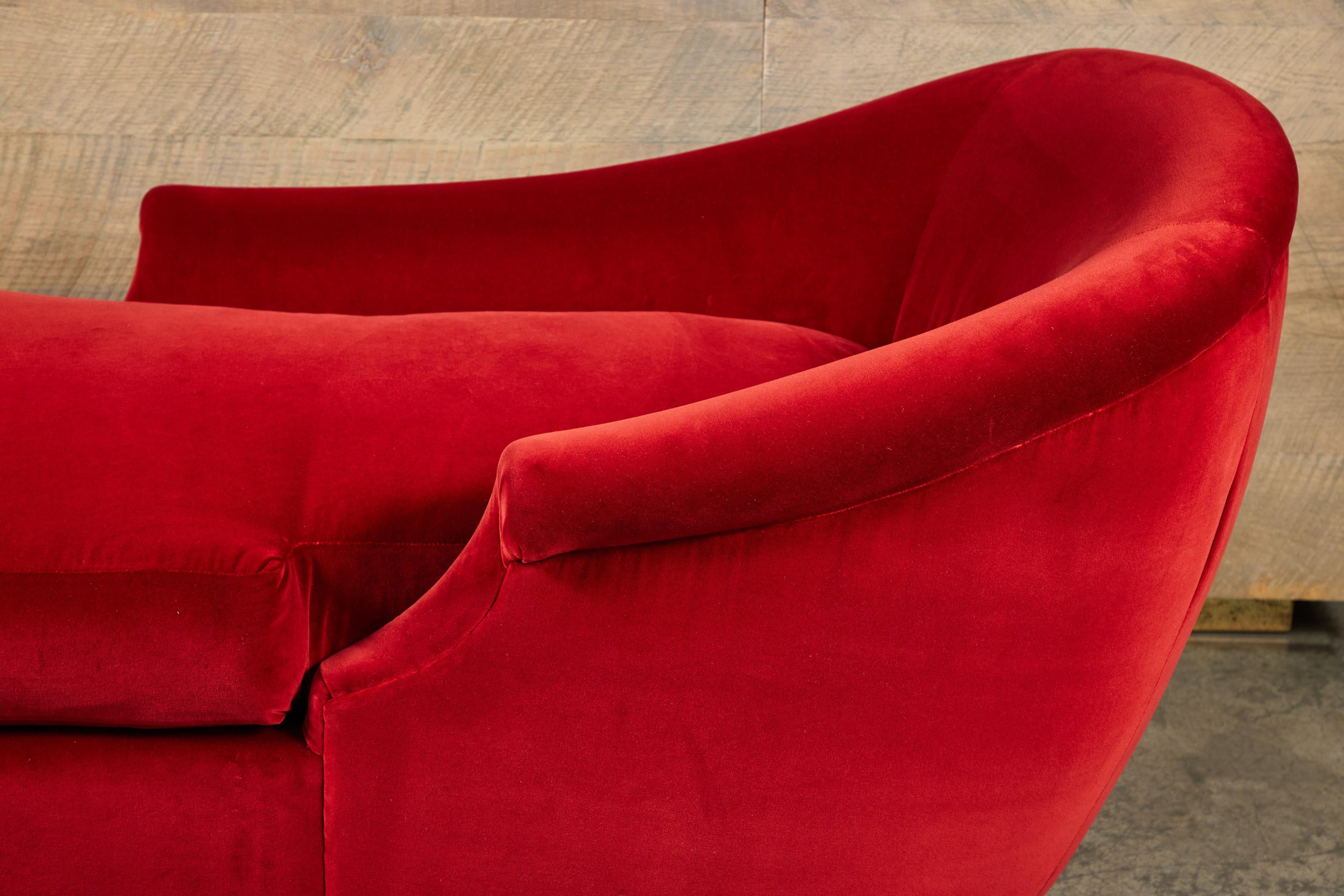 Custom Chaise Lounge Upholstered in Belgian Cotton Velvet 2