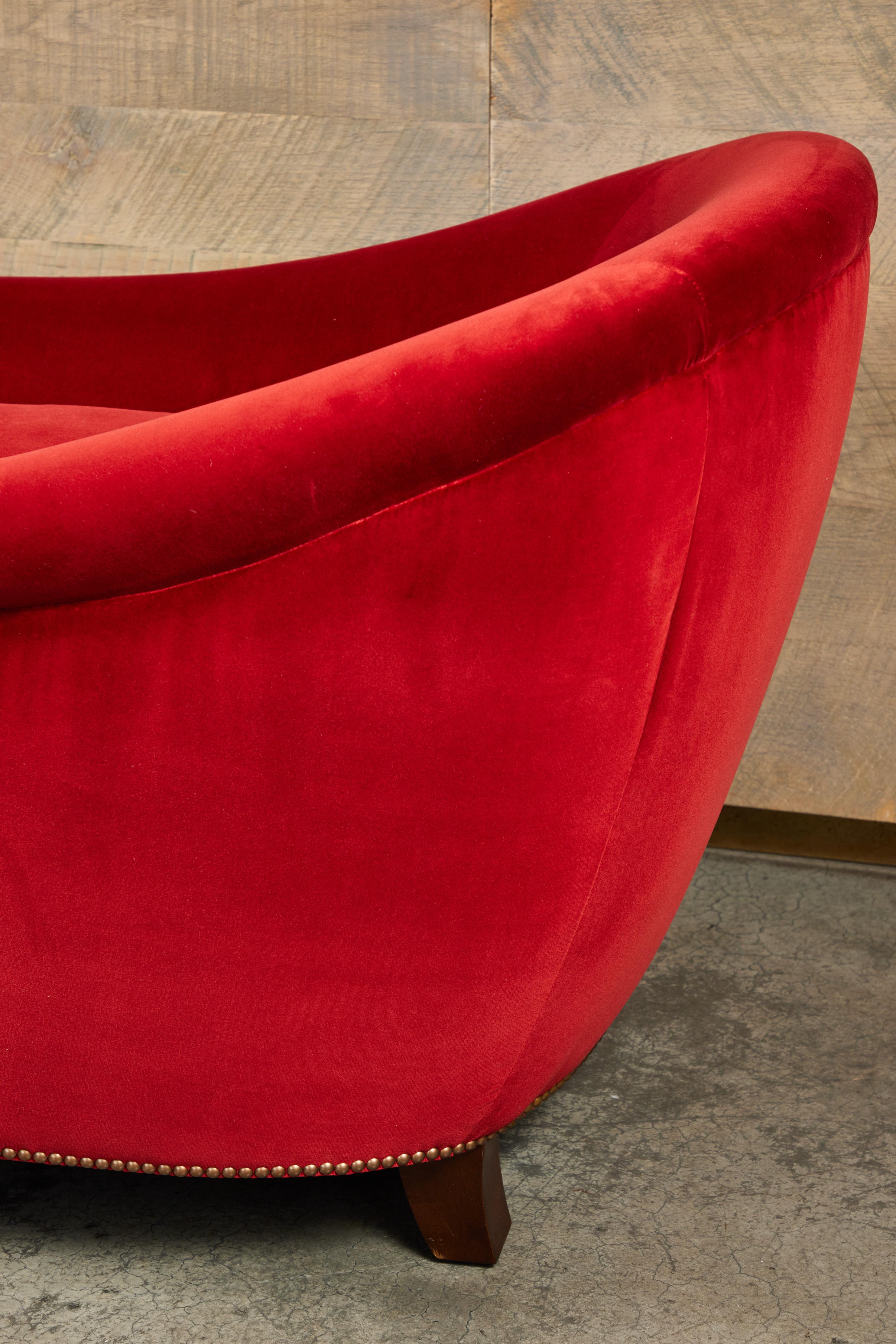 Custom Chaise Lounge Upholstered in Belgian Cotton Velvet 3