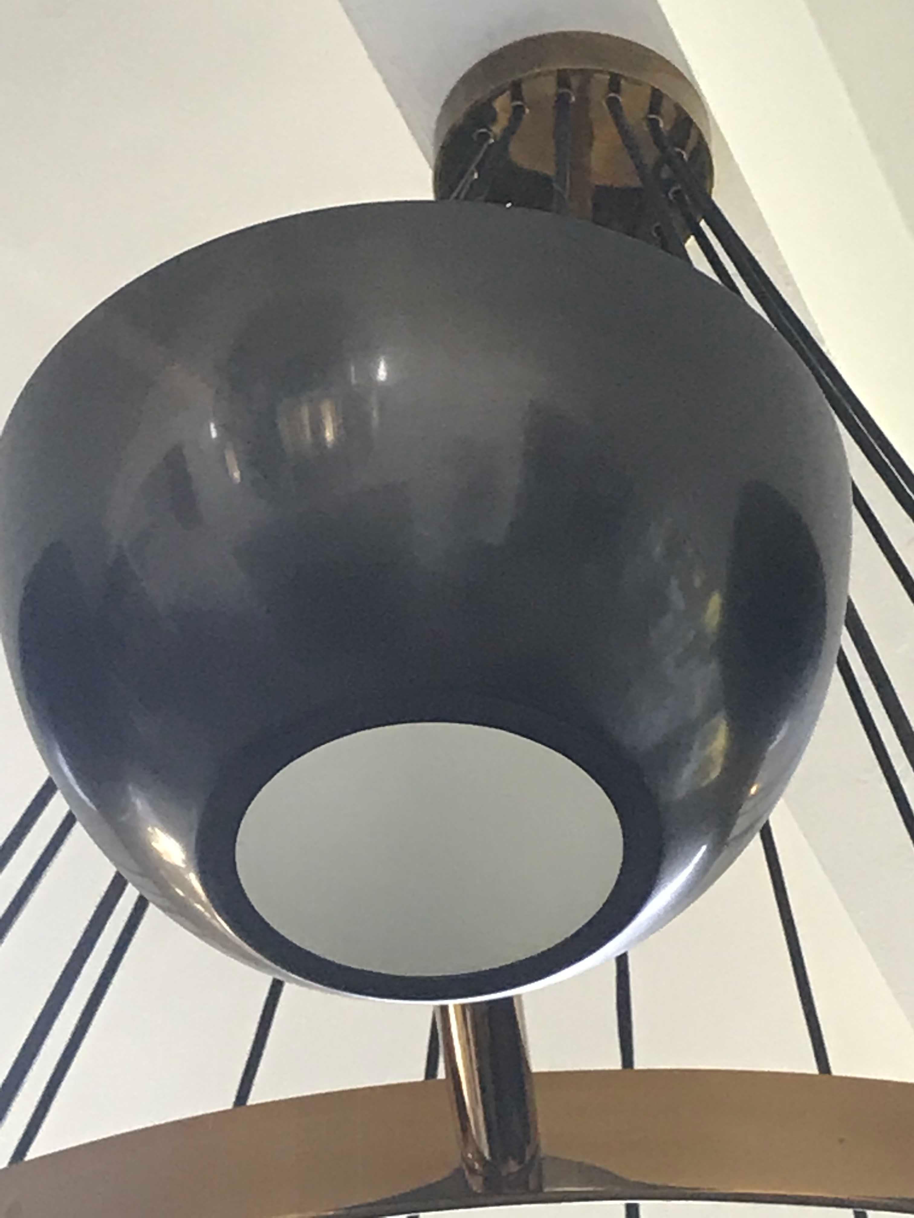 The Fellini Chandelier from the Modern Envy collection by On Madison. Custom chandelier inspired by Mid-Century Italian design. Price quoted is for the size as shown. Custom sizes and finishes are available. Please inquire for quote.