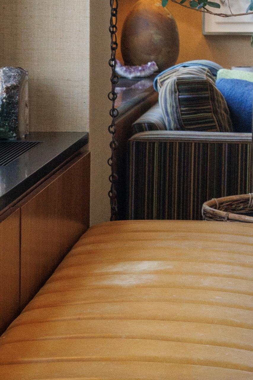 Danish Custom Channeled Leather Bench by Edelman, from ANDY COHEN'S Personal Collection
