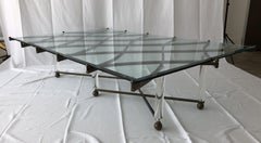 Custom Charles Hollis Jones "Treillage" Coffee Table in Brass and Lucite