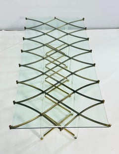 Custom Charles Hollis Jones "Treillage" Coffee Table in Brass and Lucite