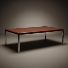 Custom Charles Pfister for Knoll Monumental Dining Table in Mahogany & Chrome