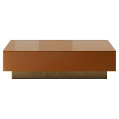 CUSTOM Chelmsford Coffee Table in Brass, Glass & Lacquered MDF in Pitch Black